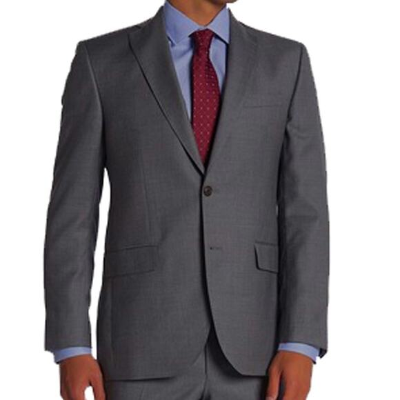 David Donahue Gray Two Button Wool Sports Coat Suit Jacket 44L Men's - Picture 1 of 7